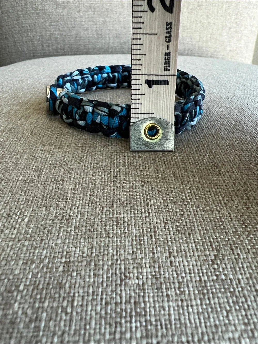Hermes | Kid Silk Bracelet Blue Color with Palladium-plated Button Clasp